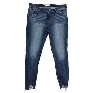 BKE Payton Mid-Rise Ankle Skinny Jeans Dark Wash Raw Hem Size 36